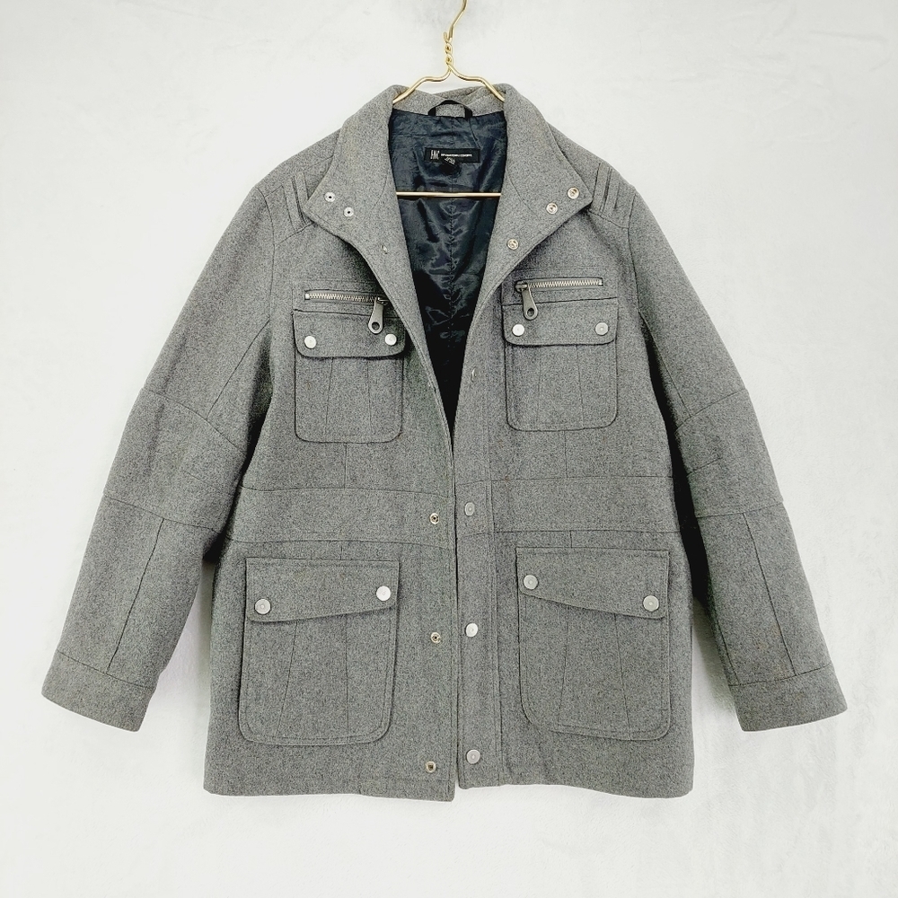 INC International Concepts Men's Military Grey Wool Coat Z39